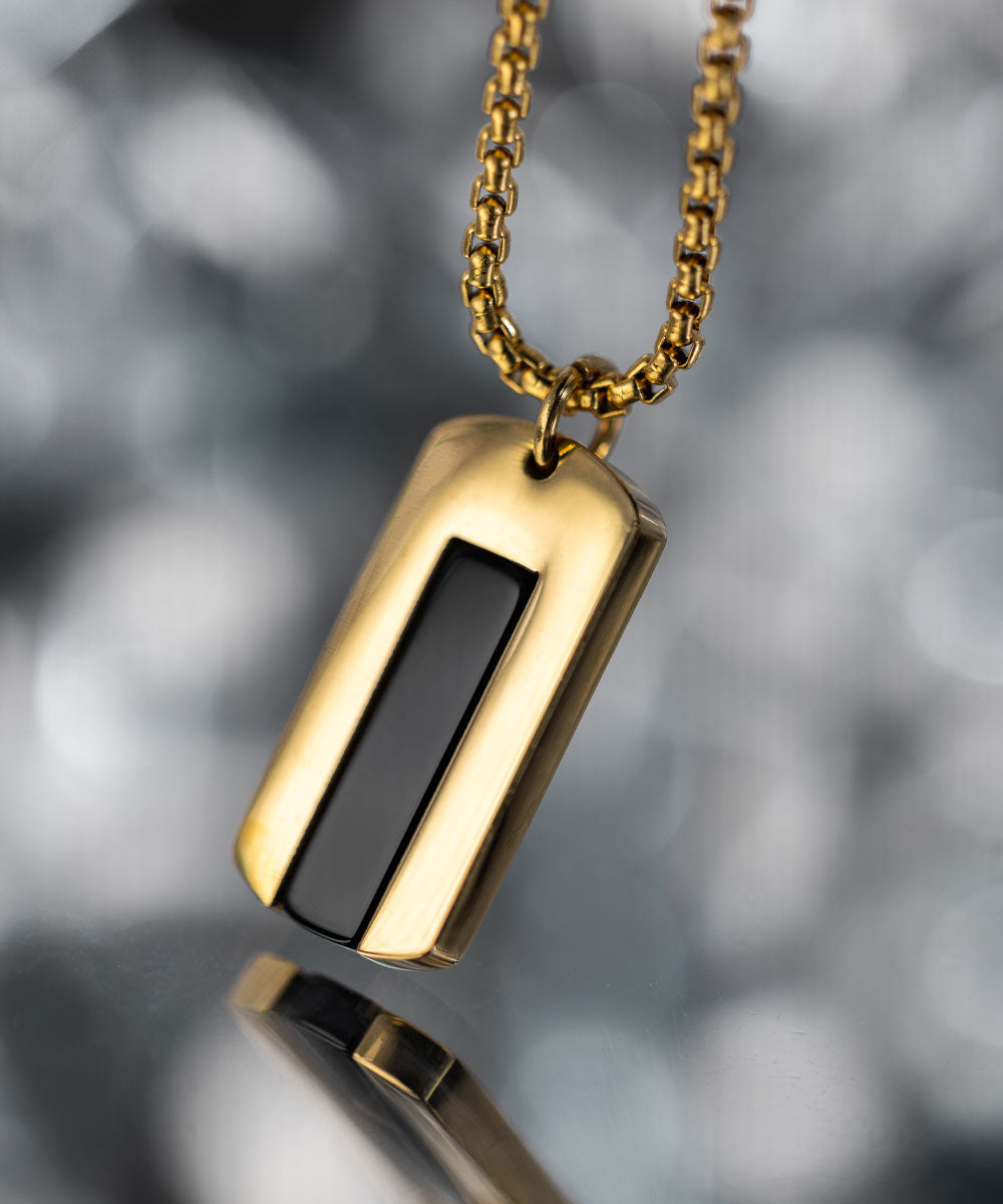 Dogtag necklace Black Agate | Gold