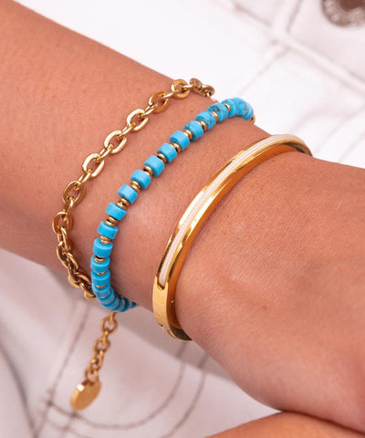 Brontide 4 mm Shiny Turquoise | Gold