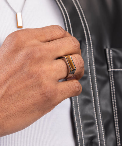 Signet Ring 7mm Tiger Eye | Silver
