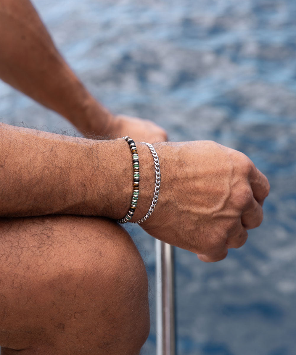 925 Sterling Silver Brontide Nagoya & Cuban Chain Set