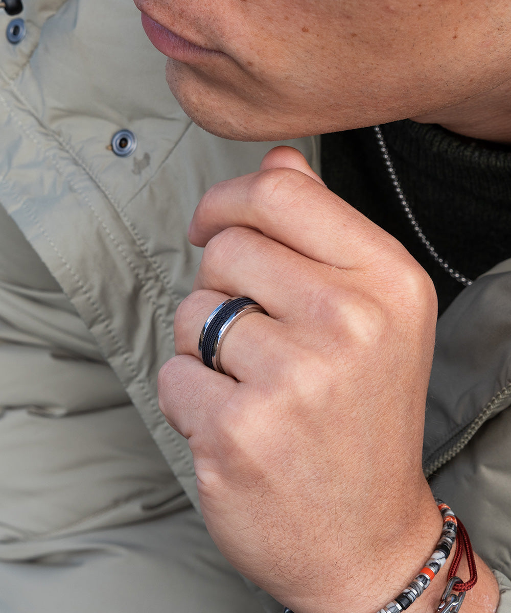 Navarch 8mm Wrap Ring Navy | Silver