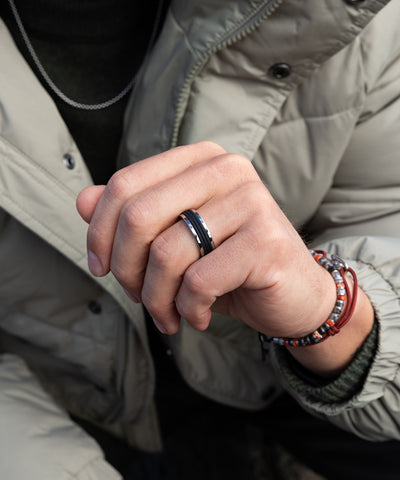 Navarch 8mm Wrap Ring Navy | Silver